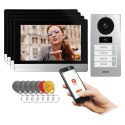 GAYD MULTI4, zestaw wideodomofonowy czterorodzinny, 2-żyłowy, 8", Wi-Fi, ekran dotykowy, 2MP Full HD, RFID