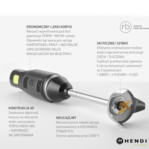 Wydajny mikser blender ręczny z regulacją prędkości 250W Hendi 222157