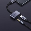 Adapter audio dwuportowy USB-C (męski) - mini jack 3.5mm / USB-C (żeński) - szary