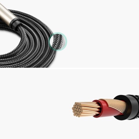 Kabel przewód audio mono TS jack 6.35mm - jack 6.35mm 3m - szary