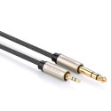 Kabel przewód audio TRS mini jack 3.5mm - jack 6.35mm 3m - szary