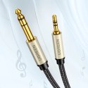 Kabel przewód audio TRS mini jack 3.5mm - jack 6.35mm 3m - szary