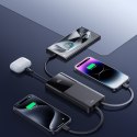 Powerbank 10000mAh z wbudowanymi kablami USB-C iPhone Lightning - czarny
