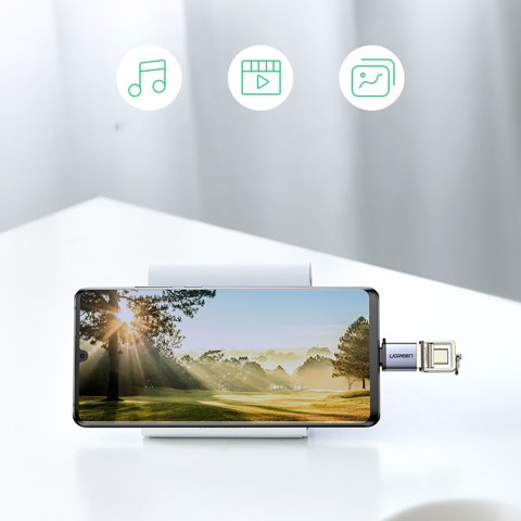 Adapter przejściówka USB-C (męski) - USB-A 3.0 (żeński) ze smyczą - szary