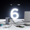 Stacja ładowania ładowarka wieloportowa GaN 65W EU 4x USB-C i 2x USB-A - ciemnoszara