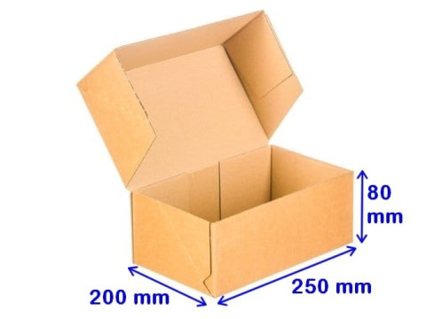 Karton Fasonowy 250x200x80mm 3W E 380g/m2 - 100 sztuk