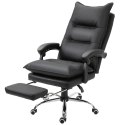 Fotel Biurowy Skóra Eko Z Podnóżkiem Czarny PAKO V