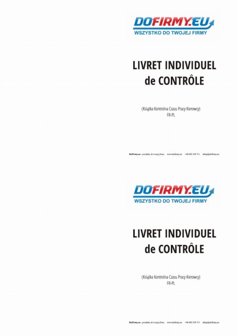 Książka czasu pracy kierowcy FRANCJA - LIVRET INDIVIDUEL DE CONTROLE - 10 szt.