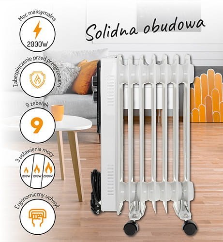 Grzejnik Olejowy (9 żeberek) 2000W ADLER AD 7816