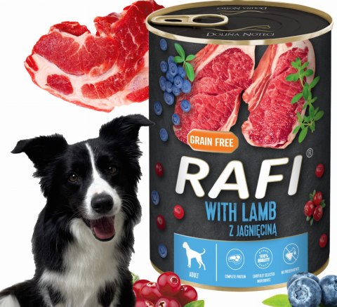 Karma Mokra Dla Psów RAFI z Jagnięciną, Borówką i Żurawiną 400g - 6 szt.