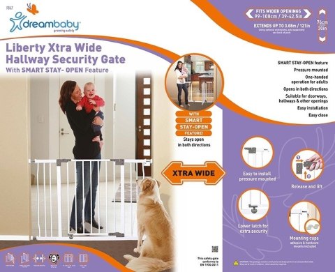 ND19_PCR867WP_(G867BB) Bramka bezpieczeństwa Liberty szeroka (W: 99-106cm x H: 76cm) - biała