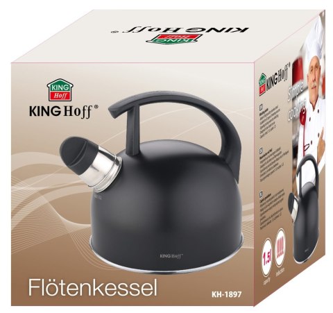 CZAJNIK STALOWY 1.5L MATOWY CZARNY KINGHOFF KH-1897
