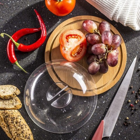 DREWNIANA DESKA Z KLOSZEM DO PODAWANIA PRZECHOWYWANIA 19 X 8 CM BRUNBESTE BB-3806