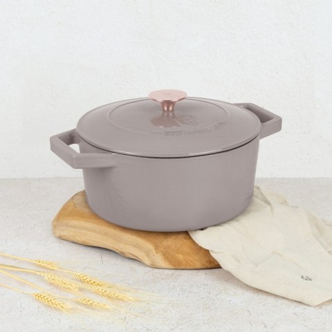 EMALIOWANY GARNEK ŻELIWNY 4.35L 24CM BERLINGER HAUS STRONG MOLD TAUPE BH-6525