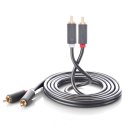 Kabel przewód audio 2RCA (męski) - 2RCA (męski) 2m - szary