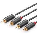 Kabel przewód audio 2RCA (męski) - 2RCA (męski) 2m - szary