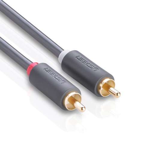 Kabel przewód audio 2RCA (męski) - 2RCA (męski) 2m - szary