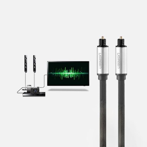 Kabel przewód optyczny audio światłowód Toslink SPDIF 1.5m - szary