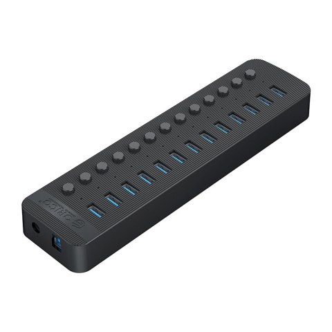 Hub CT2U3-13AB z włącznikami 13x USB-A - czarny