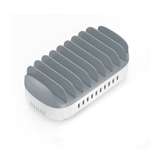 Inteligentna stacja ładowania DUK-10P-V1 do telefonów tabletów 10x USB-A - biała