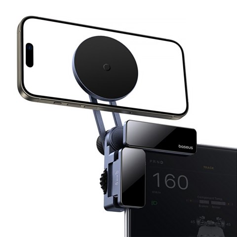 Uchwyt samochodowy magnetyczny do telefonu montowany na wyświetlacz - szary