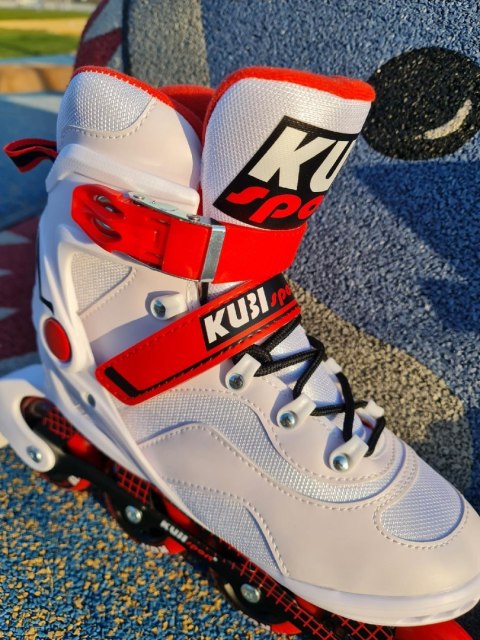 Rolki Damskie Męskie Białe Kauczukowe Solidne z Hamulcem KUBISPORT roz. 38