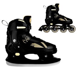 NH382 ŁYŻWOROLKI 2W1 ENZO BEŻOWE ROZM. S(32-35) Z WYM. PŁOZĄ HOKEJOWĄ NILS EXTREME