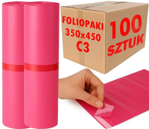 Foliopaki Kurierskie Różowe C3 350x450mm - 100 szt.