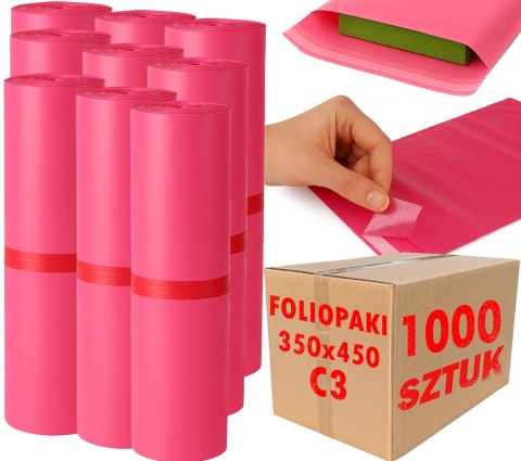 Foliopaki Kurierskie Różowe C3 350x450mm - 1000 szt.