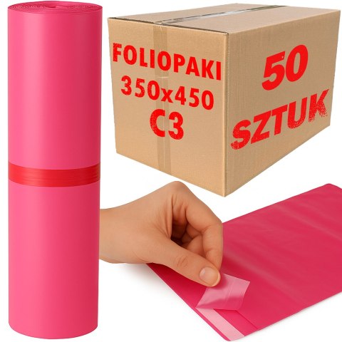 Foliopaki Kurierskie Różowe C3 350x450mm - 50 szt.