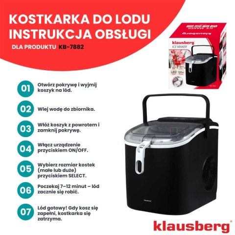 AUTOMATYCZNA KOSTKARKA DO LODU 1,2L 100W KLAUSBERG KB-7882