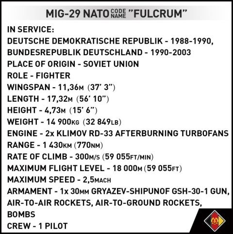 Klocki armed forces mig-29 (east germany)