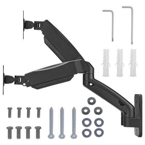 Uchwyt naścienny na dwa monitory Maclean, 17-32'', 9kg max, sprężyna mechaniczna, MC-988