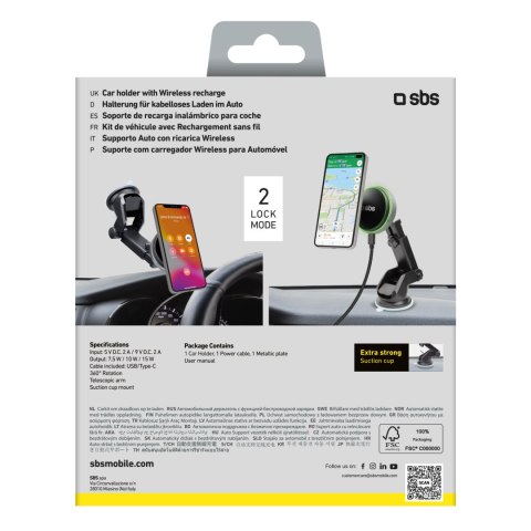 Uchwyt na smartfona teleskopowy z ładowarką bezprzewodową MagSafe na szybę i deskę - czarny