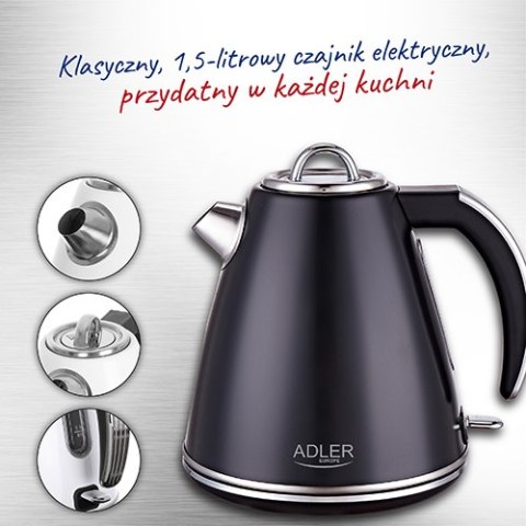AD 1343 black Czajnik metalowy 1,5 l strix