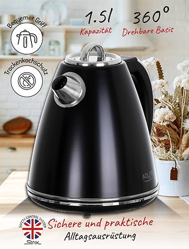 AD 1343 black Czajnik metalowy 1,5 l strix