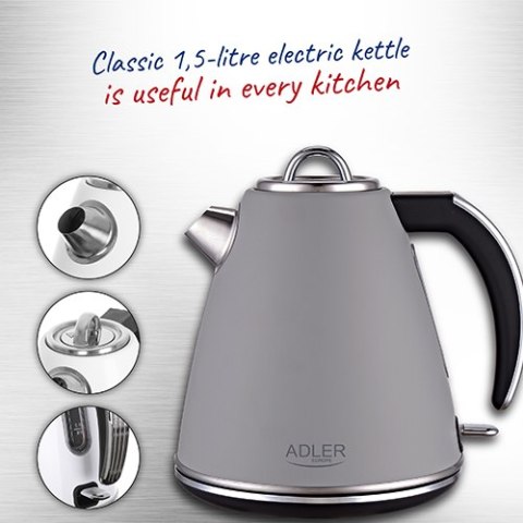 AD 1343 grey Czajnik metalowy 1,5 l strix