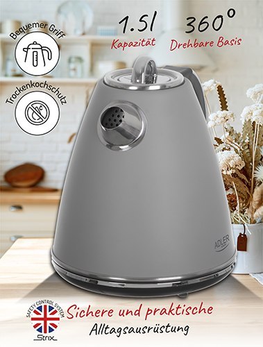 AD 1343 grey Czajnik metalowy 1,5 l strix