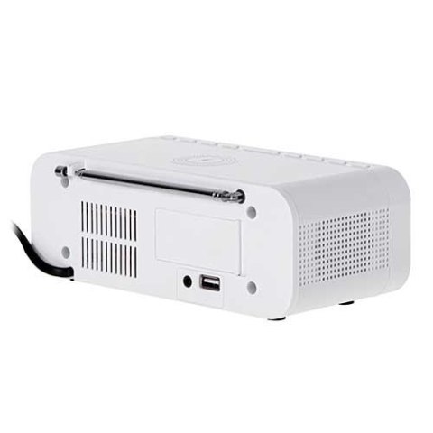 AD 1192 white Radiobudzik z bezprzewodową ładowarką i fm