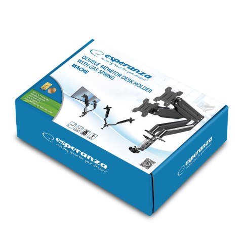 ERW020 Esperanza uchwyt biurkowy gazowy do 2 monitorów 17?-27" mache