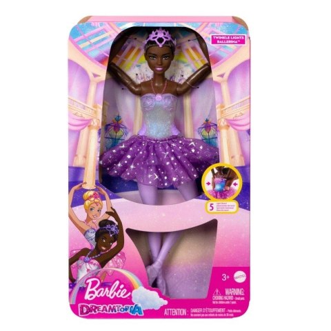 Lalka barbie dreamtopia baletnica magiczne światełka brunetka