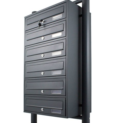 Wolnostojąca Skrzynka Lokatorska do mieszkań zewnętrzna 6 grafitowa stal