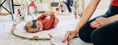 ND19_TL1206806830 Gimnastyka/mata dla bobasa z drewnianym stojakiem - Boho Chic