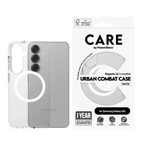 CARE CARE by PanzerGlass Flagship Case Transparent Urban Combat w. White Qi Compatible Samsung Galaxy S25 | CARE