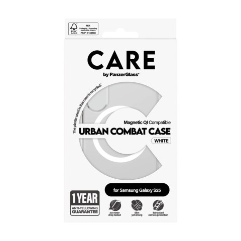 CARE CARE by PanzerGlass Flagship Case Transparent Urban Combat w. White Qi Compatible Samsung Galaxy S25 | CARE