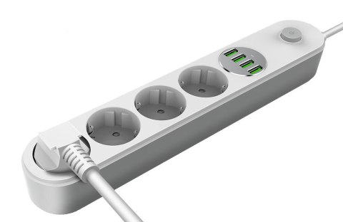 ColorWay ColorWay CW-CHE44W Gniazdo zasilania 4 wtyki / 4USB, biały, 2m