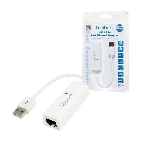 Logilink Adapter sieciowy Logilink | Fast Ethernet | USB 2.0 | Gwarancja 24 miesiące