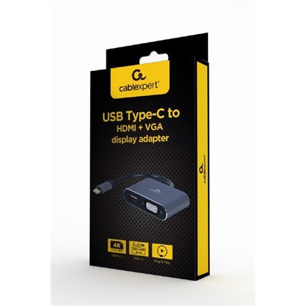 Cablexpert Żeńskie | 15-pinowe HD D-Sub (HD-15) | 19-pinowe HDMI typu A | Męskie | 24-pinowe USB-C | Szare