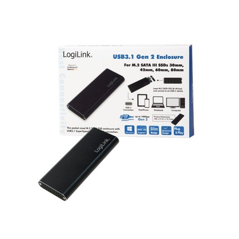 Logilink Logilink | Obudowa pamięci masowej | Dysk półprzewodnikowy | M.2 | Karta M.2 | USB 3.1 (Gen 2)