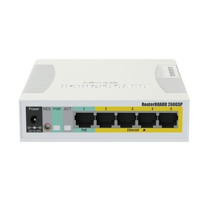 MikroTik MikroTik | Cloud Router Switch | RB260GSP | 1000 Mbit/s | Porty Ethernet LAN (RJ-45) 5 | 12 miesięcy